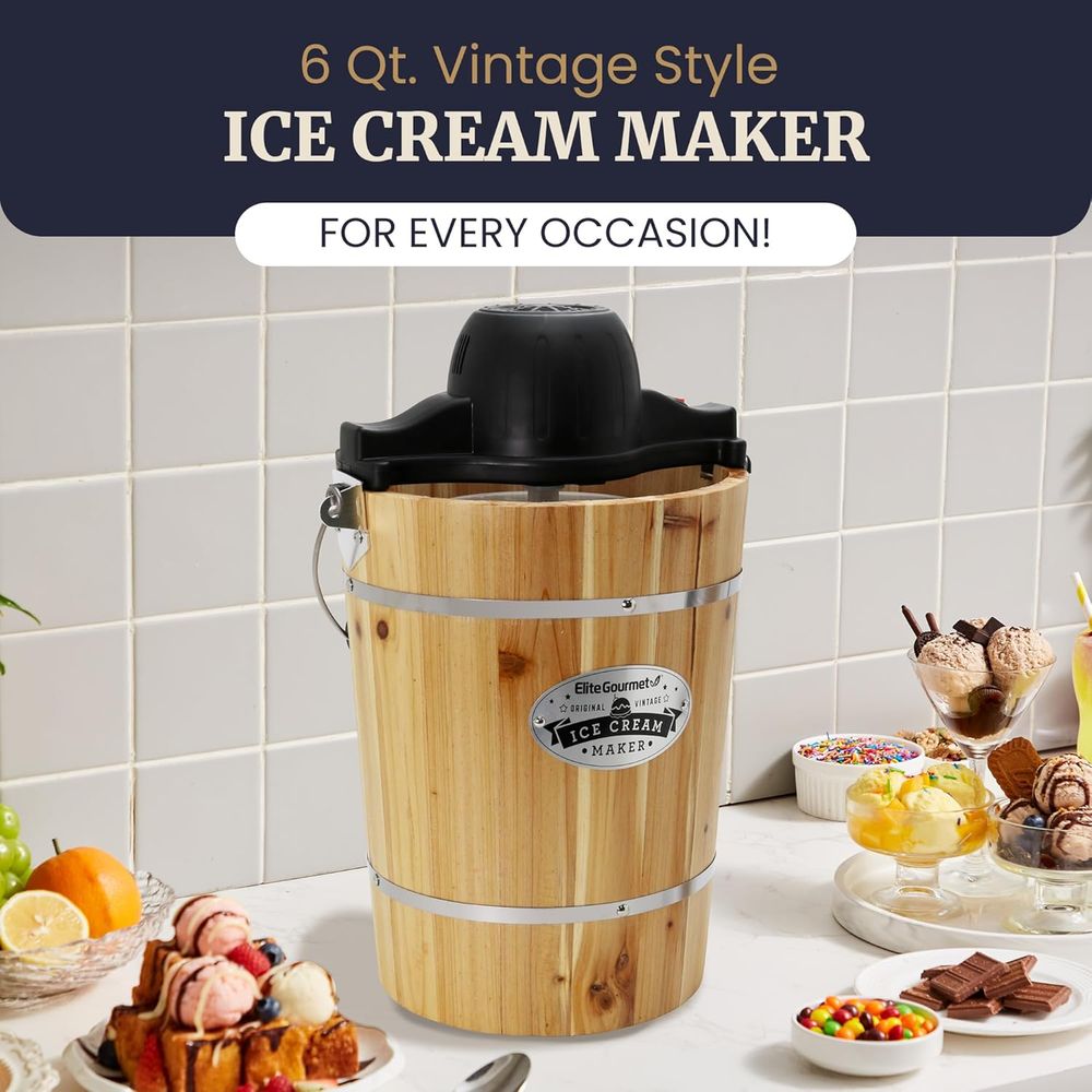 Old ashioned 6 Quart Vintage A - Ice Cream Maker Electric บทวิจารณ์และราคา