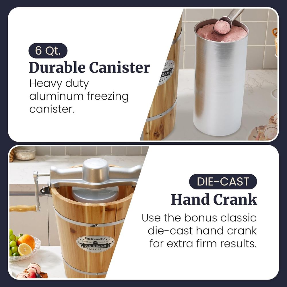 Old ashioned 6 Quart Vintage A - Ice Cream Maker Electric บทวิจารณ์และราคา
