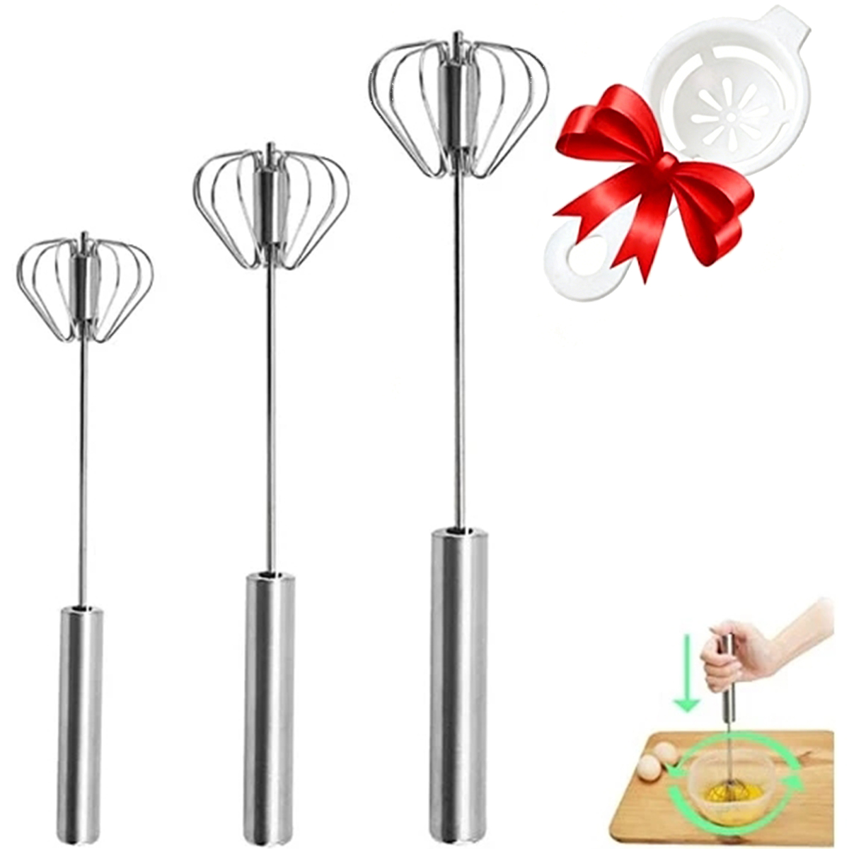 1/3pcs Stainless Steel Egg Bea - Kitchen Appliances Unit บทวิจารณ์และราคา